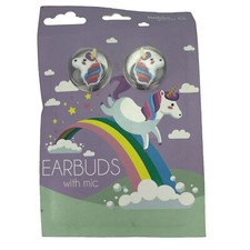 Gabba Goods Unicorn Earbuds Headphones with Mic, White Cable NEW Sealed
