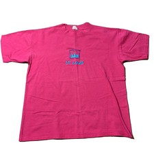 VTG St Louis MO Gateway Arch T Shirt Pink Large Single Stitch Made in USA