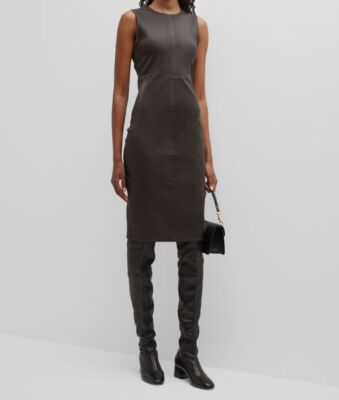 brown leather midi dress Bebe Women's Faux Bustier Dress, Small line skirt offers comfortable movement Buy River Island Brown Drape