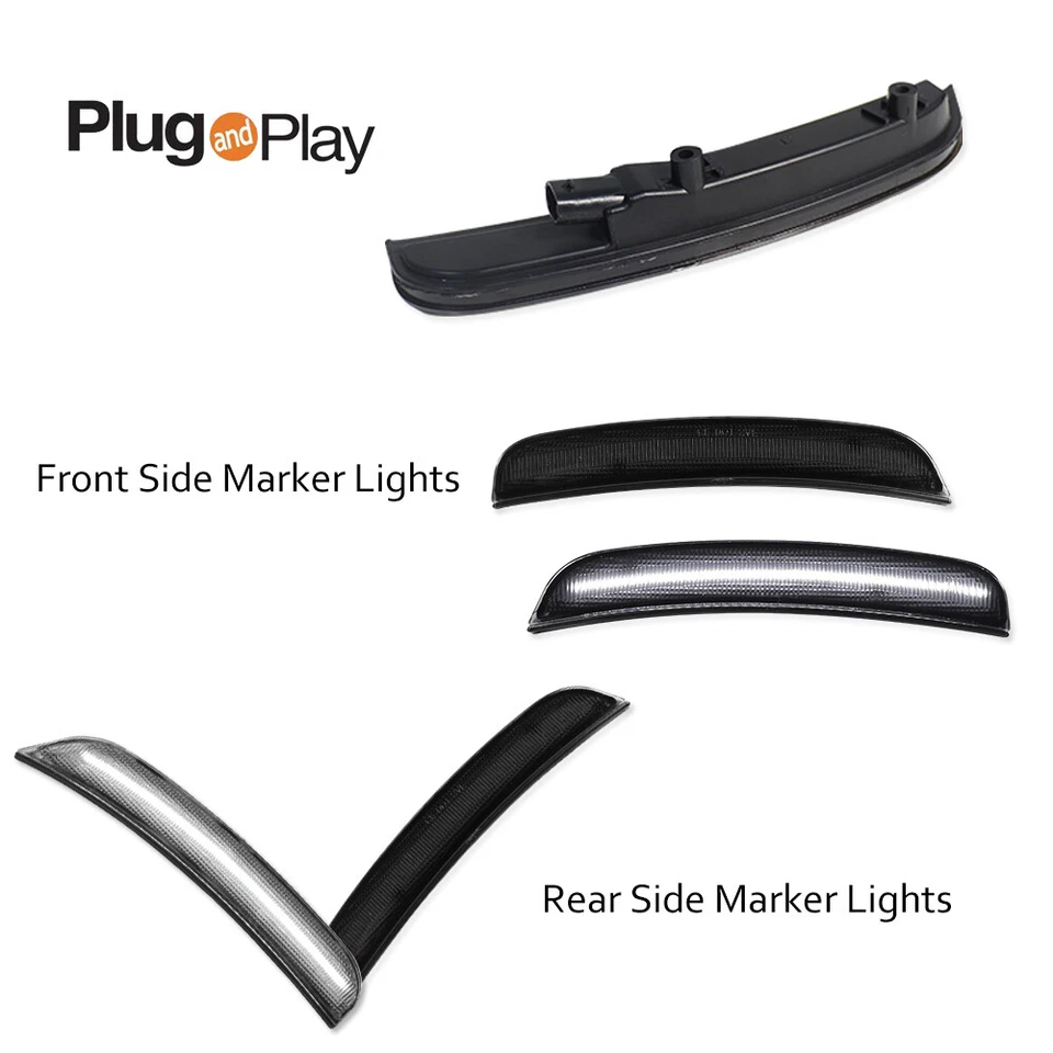 Marcador de parachoques lateral LED delantero y trasero LED blanco ahumado para Dodge Charger 2015-2022 Foto 2 de 4