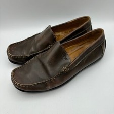 ECCO Brown Leather Comfort Driving Loafers Slip On Casual Shoes Size 41 US 7/7.5