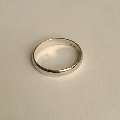 ANILLO DE BODA VINTAGE FIRMADO POR QG ORO BLANCO 10K PARA HOMBRE