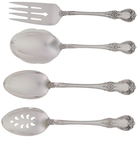 Set 4 Towle Old Master Sterling Silver Serving Meat Fork Pierced Casserole Spoon