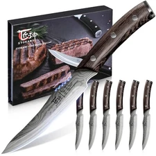 4.8 Inch Knives Set of 6, High-Carbon Japanese SS Non-serrated Steak Knife