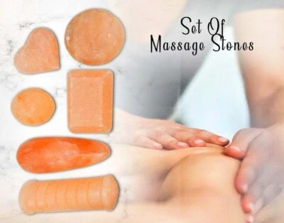 HIMALAYAN AROMA Himalayan Pink Salt Massage Stones Kit, Hot Massage Stone, 6 Pieces Complete Kit