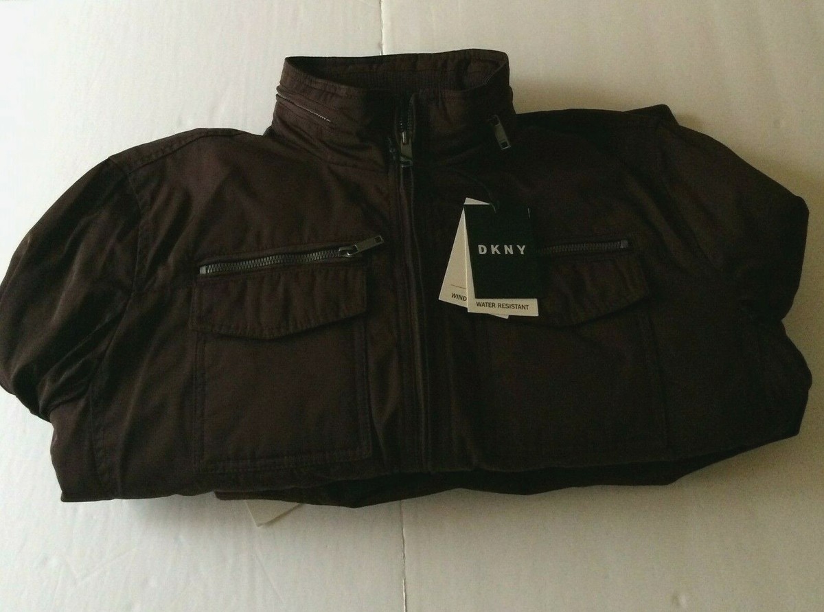 DKNY Men's Water& wind Resistant Full Zip Hooded Jacket Coat Size