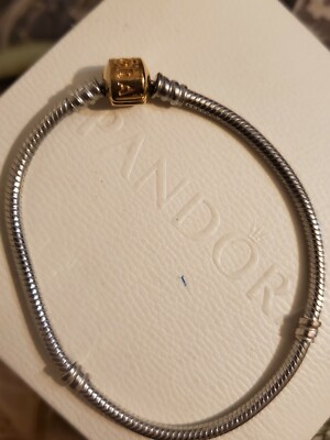 Authentic Pandora ALE 925 Bracelet With 14k Gold 585 Barrel Clasp