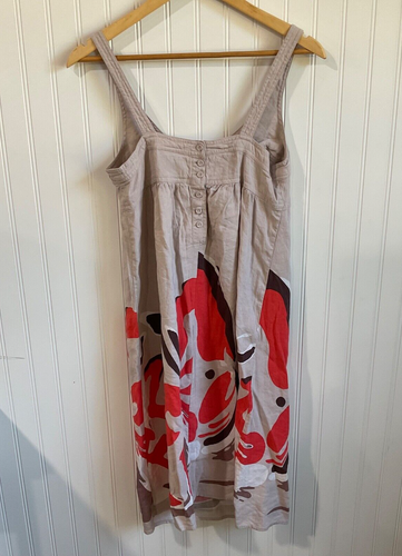Mossimo Dress Womens Small Tan Linen Blend Button Back Closure Summer Boho - Picture 4 of 12