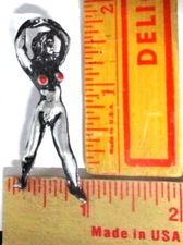 naked girl pin vintage collectible old biker vest lady woman nude chick pinback
