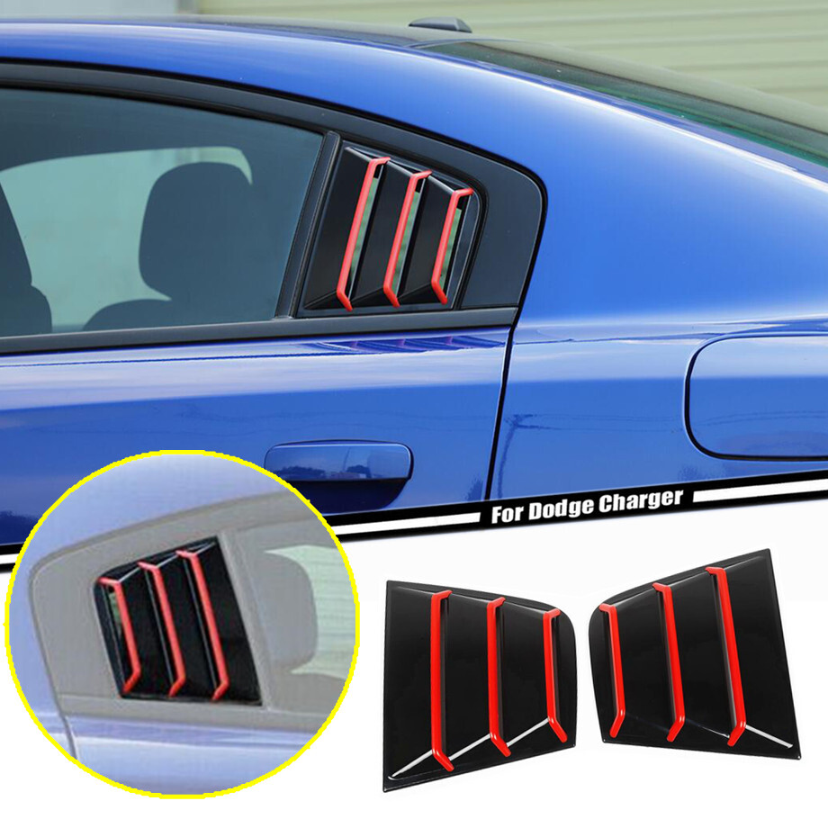 For 2011-2023 Dodge Charger Window Scoop Side Louver Air Vent Cover Black&Red 2P