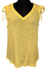 Counterparts Tunic Sleeveless Top Women Size L Yellow Lace Trim Packable