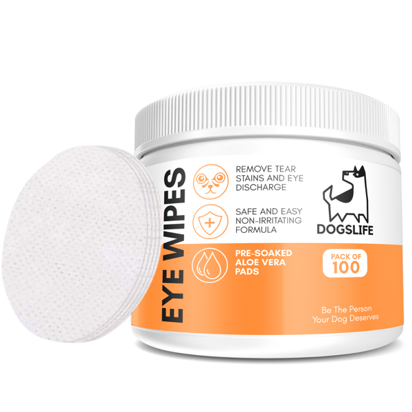 DOGSLIFE Eye Cleaning Pads 100 Wipes Dogs Pre-soaked Aloe Vera Non Irritating