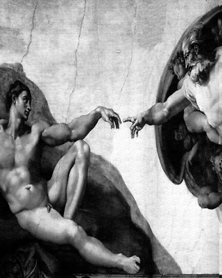 Catholic print picture - CREATION OF MAN B- CHARCOAL & CHALK EFFECT 8'' x 10'' 