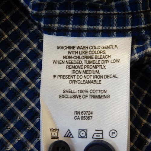 Columbia Mens Shirt Medium Blue Plaid Check Pocket Cotton Button Collared - Picture 9 of 11
