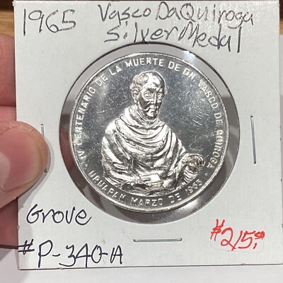1965 MEXICO SILVER MEDAL GROVE P 340a VASCO DE QUIROGA