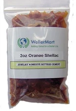 ORANGE FLAKE SHELLAC 2 Oz JEWELRY ADHESIVE SETTERS CEMENT ANTIQUE RESTORATION
