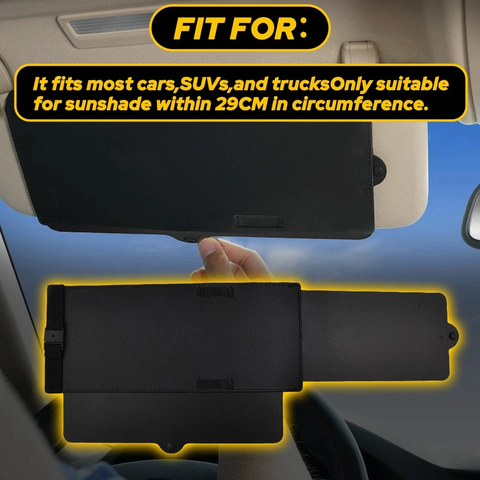 Car Shade For Sun Visor Extend Shield Glare Anti Driving Extension Universal PU+ - Image 4 of 4