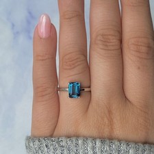 London Blue Topaz Ring / 925 Sterling Silver / Rhodium vermeil / Gift for her