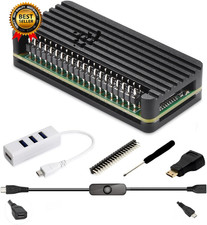 Pi Zero Aluminum Case Kit with Pin Header, OTG Hub, HDMI Adapter, On/Off Switch