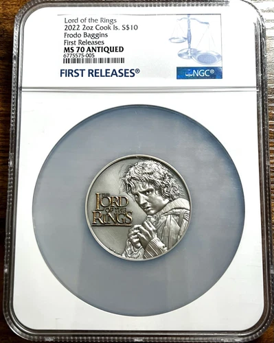 2022 Frodo Baggins Lord of the Rings 2 oz Silver Antiqued Coin NGC MS70 FR S$10