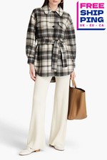 Cappotto MAJE Gavinima taglia 2 US6 M misto lana modello tartan con cintura