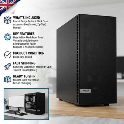 Vielseitiges schwarzes kabelloses PC-Gehäuse mit Mesh-Front, unterstützt alle Mainboard-Größen