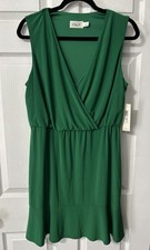 NWT~ Eliza J Green Surplice Neck Sleeveless Dress Petites Size 12P MSRP $138