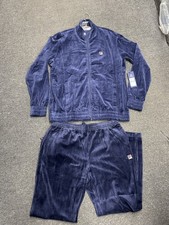 Vintage 90  s All Navy Fila Velour Tracksuit Brand New With Tags Size XL