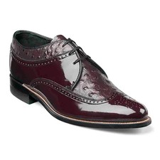 Stacy Adams Dayton Burgundy Ostrich Print Leather Wingtip Oxford USA Men Size