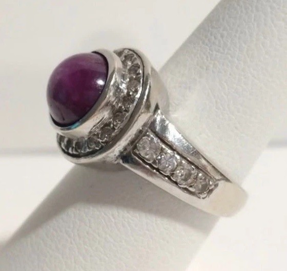 14k White Gold 2.5ct Cabochon Star Ruby Solitaire… - image 3