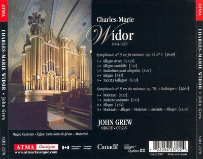 WIDOR: SYMPHONIES NO. 5 & NO. 9 NEW CD