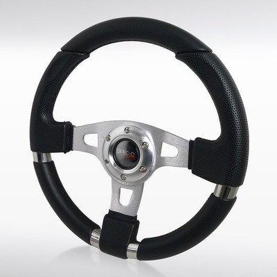 340MM Racing Sport Aluminum Steering Wheel with Black PVC Leather+Stitching