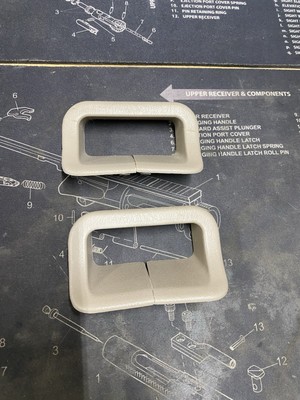 99-05 Ford F250 F350 Excursion Tan B Pillar Seat Belt Trim Bezel Set Pair Oem