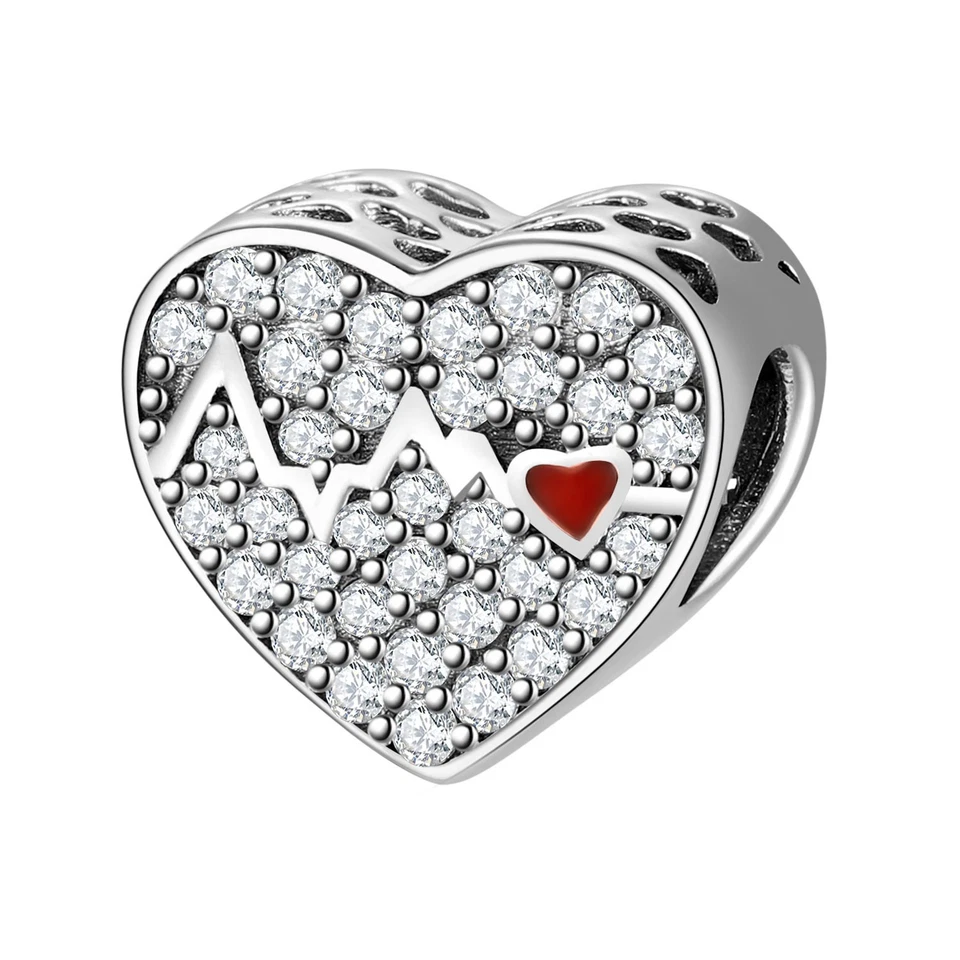 Charm Cuore Strass Cardiaco in argento 925 - Les Folies - Immagine 2 di 4