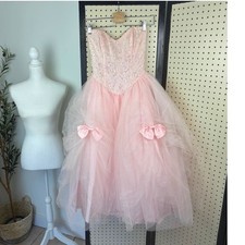 Vintage Gunne Sax x Jessica McClintock Pink Tulle Corset Prom Dress- Juniors 5