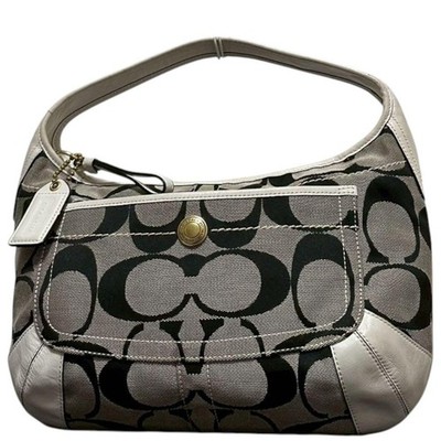 COACH Ergo 10764 Schultertasche Schwarz Canvas und Leder Damen Gebraucht Japan