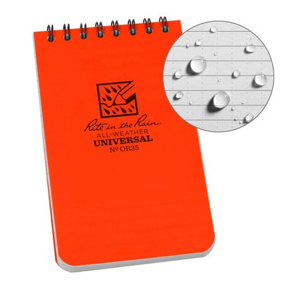 Rite in the Rain - Rite in the Rain 3'' x 5'' Top Spiral Notebook, Orange