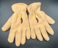 Unisex Fleece Gloves - Soft Caramel Color - Lined - Feather Motif - SMALL