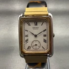 Seiko Tank Watch Men 27mm White Dial Two Tone Rectangle 2628-5070 New Battery