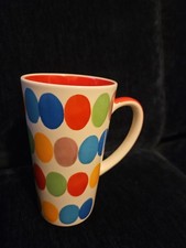 Whittard of Chelsea hand painted large latte mug polka dot bright colours
