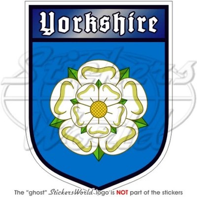 YORKSHIRE County Shield (Sky Blue) White Rose of York 100mm Sticker Decal
