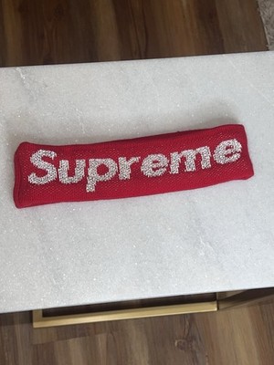 Supreme x New Era Reflective Headband Red Knit Ear Warmer with White Logo