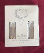 NEW Studex Piercing Earrings 585 Stud 3mm Ball 14k Yellow Gold Jumbo Nuts