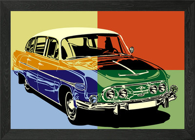 Vintage Auto Pop Art Gerahmtes Wandbild Poster Leinwanddruck Bild