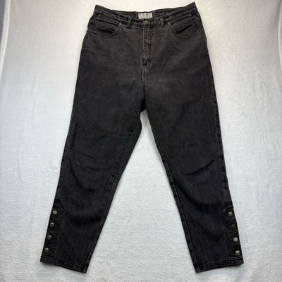#ad Stefano Jeans Women’s 18 Black Acid Wash High Waist Snap Ankle Bareback Vintage $14.98