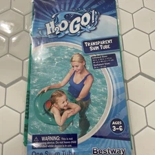 Bestway Transparent Swim 20” Tube Teal Blue Kids 3-6 Age