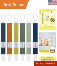 Stylish Neutral Pacifier Clips, 6-Pack - Safe, Soft  Versatile for Babies