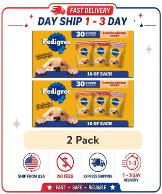 (2 pack) Pedigree Chopped Ground Dinner Beef & Bacon Variety Pack Wet Dog Food, 