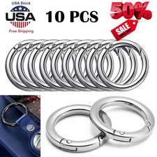 10PCS Spring O Rings Clip Metal Keychain Round Carabiner Clips Snap Hook Keyring