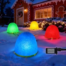 Illuminated Gumdrop Christmas Pathway Lights Outdoor Decorations, Connectable...